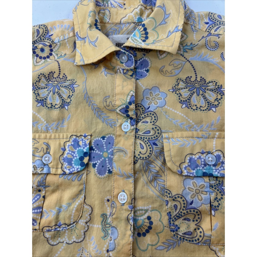 Paradise Shores Hawaiian‎ Shirt 100% Cotton Floral Yellow Size Small